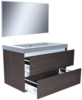 Wiesbaden Vision Meubelset Inclusief Spiegel - 80cm - Houtnerf Grijs