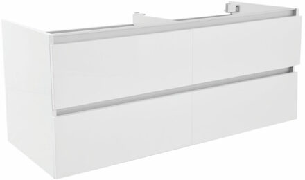 Wiesbaden Vision Onderkast Met 4 Laden 2 Uitsparingen - 120x46cm - Glans Wit