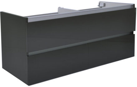 Wiesbaden Vision Onderkast Met 4 Laden 2 Uitsparingen - 120x46cm - Hoogglans Grijs