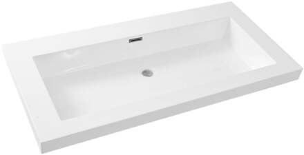 Wiesbaden Vision Wastafel Enkel - zonder Kraangat - 100x46x5.5cm - Kunstmarmer - Glans Wit