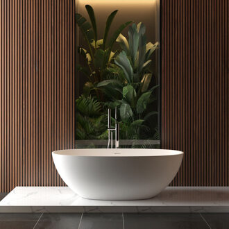 Wiesbaden Vrijstaand Ligbad Wiesbaden Chiek 165x75 cm Solid Surface Mat Wit