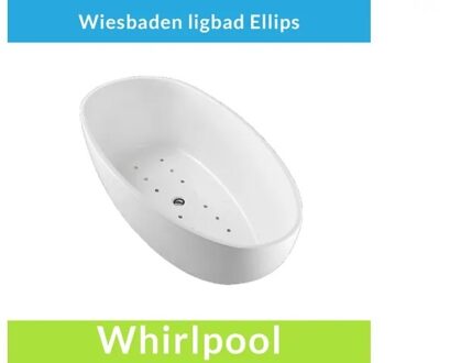Wiesbaden Vrijstaande Whirlpool Ellips 180x90x58 cm Luchtsysteem Met RVS Jets Wit
