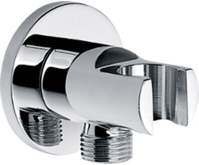 Wiesbaden Wandaansluitbocht met Handdouchehouder - Rond - 1/2 Inch - Chroom