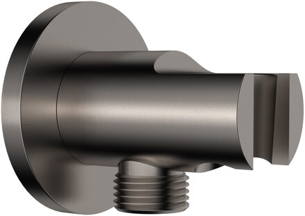Wiesbaden Wandaansluitbocht met Handdouchehouder - Rond - 1/2 Inch - Gunmetal
