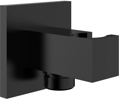 Wiesbaden Wandaansluitbocht met Handdouchehouder - Vierkant - 1/2 Inch - Mat Zwart
