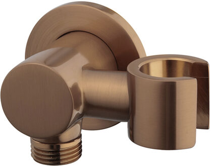 Wiesbaden Wandaansluitbocht met Kantelbare Handdouchehouder - Rond - 1/2 Inch - Geborsteld Brons Koper