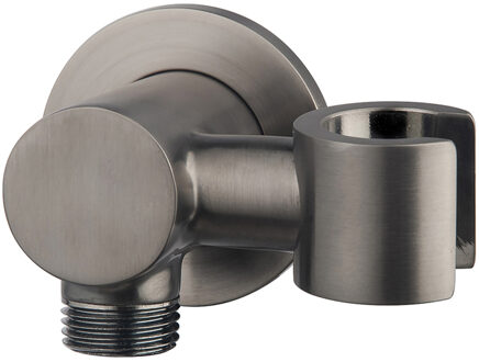 Wiesbaden Wandaansluitbocht met Kantelbare Handdouchehouder - Rond - 1/2 Inch - Gunmetal