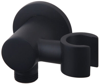 Wiesbaden Wandaansluitbocht met Kantelbare Handdouchehouder - Rond - 1/2 Inch - Mat Zwart