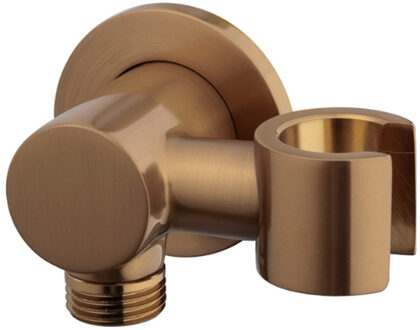 Wiesbaden Wandaansluitbocht Wiesbaden Nala Met Kantelbare Handdouchehouder Rond 1/2" Geborsteld Brons Koper