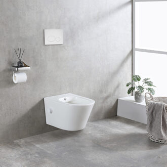 Wiesbaden Wandcloset Wiesbaden Bidesta Rimless Met Bidetkraan Koud Water Mat Wit