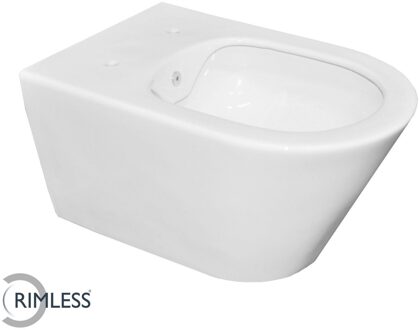 Wiesbaden Wandcloset Wiesbaden Luxe Rimless 53 cm Inclusief Bidet-functie Wit