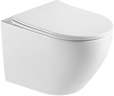 Wiesbaden Wandcloset Wiesbaden Nibiru Rimless met Toiletzitting Softclose en Quickrelease Mat Wit