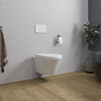 Wiesbaden Wandcloset Wiesbaden Stereo Rimless Met Vesta Toiletzitting Mat Wit