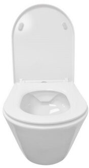 Wiesbaden Wandcloset Wiesbaden Stereo Rimless Softclose met Shade Toiletzitting Glans Wit