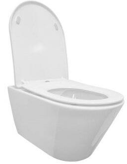 Wiesbaden Wandcloset Wiesbaden Stereo Rimless Softclose met Shade Toiletzitting Glans Wit