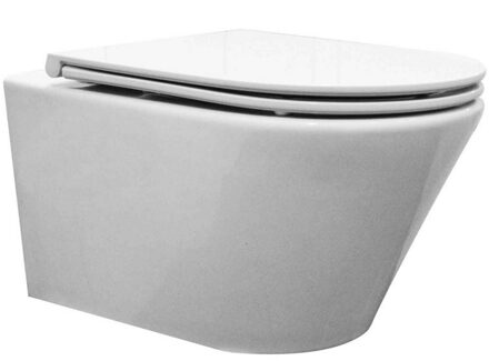 Wiesbaden Wandcloset Wiesbaden Vesta Rimless Tornado Flush Met Softclose & Quickrelease Toiletzitting Glans Wit