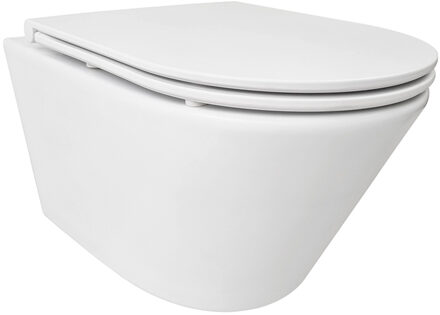 Wiesbaden Wandcloset Wiesbaden Vesta Rimless Tornado Flush Met Softclose & Quickrelease Toiletzitting Mat Wit