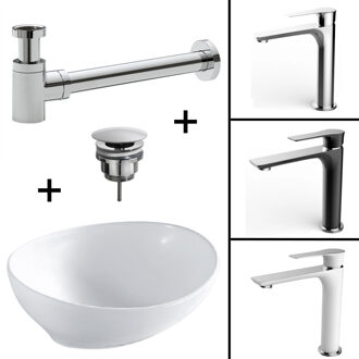 Wiesbaden Waskompack Barco Keramiek 40x33x14.5 cm CHROOM (Keuze uit 3 kranen) Wit