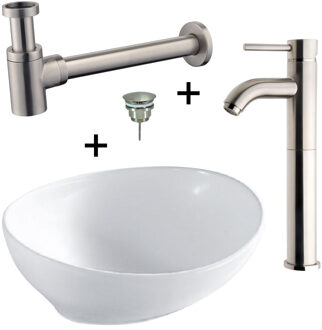 Wiesbaden Waskompack Barco Keramiek 40x33x14.5 cm RVS Wit