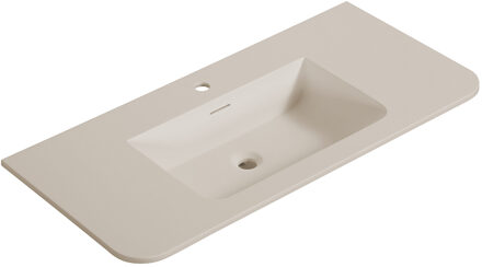 Wiesbaden Wastafel Wiesbaden Laro 100x48x1,5 cm Met 1 Kraangat Ronde Hoeken Solid Surface Beige