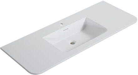 Wiesbaden Wastafel Wiesbaden Laro 120x48x1,5 cm Met 1 Kraangat Ronde Hoeken Solid Surface Mat Wit