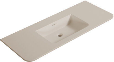 Wiesbaden Wastafel Wiesbaden Laro 120x48x1,5 cm Zonder Kraangat Ronde Hoeken Solid Surface Beige