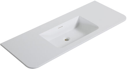 Wiesbaden Wastafel Wiesbaden Laro 120x48x1,5 cm Zonder Kraangat Ronde Hoeken Solid Surface Mat Wit