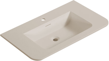 Wiesbaden Wastafel Wiesbaden Laro 80x48x1,5 cm Met 1 Kraangat Ronde Hoeken Solid Surface Beige