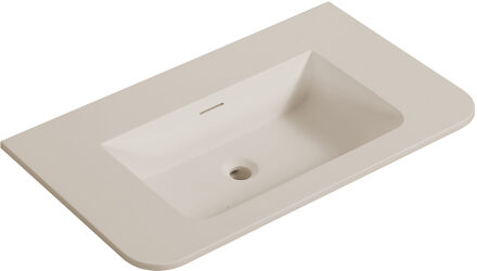 Wiesbaden Wastafel Wiesbaden Laro 80x48x1,5 cm Zonder Kraangat Ronde Hoeken Solid Surface Beige