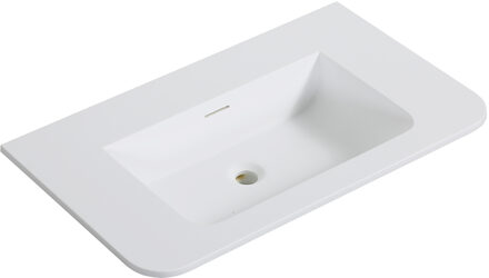 Wiesbaden Wastafel Wiesbaden Laro 80x48x1,5 cm Zonder Kraangat Ronde Hoeken Solid Surface Mat Wit