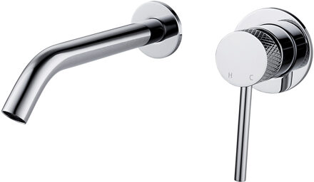 Wiesbaden Wastafelkraan Wiesbaden Ribbd Inbouw Mengkraan Eenhendel Inclusief Afdekplaat Chroom