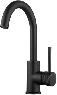 Wiesbaden Wastafelkraan Wiesbaden Ribbd Opbouw Met Draaibare Uitloop Mat Zwart