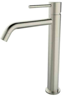 Wiesbaden Wastafelmengkraan Hoog Wiesbaden Style XL Uitloop 19.5 cm 1-hendel Geborsteld Staal Grijs