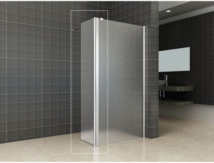 Wiesbaden Wiesbanden Comfort Zijwand Draaibaar Rechts - 350x2000x10mm - NANO - Melkglas/Chroom