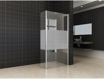 Wiesbaden Zijwand + Hoekprofiel - 400x2000x10mm - NANO - Gedeeltelijk Mat Glas