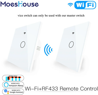 WiFi 2 Way Wall Touch Sensor Smart Switch RF433 Transmitter Wall Panel Wireless Remote Control Work with Alexa,Google Home