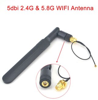 Wifi Antenne 2.4 Ghz/5.8 ghz Omni dual-band 5dbi Antenne RP SMA mannelijke + Mini 1.13 PCI u. FL naar RP SMA Vrouwelijke WiFi Pigtail Kabel 17 cm