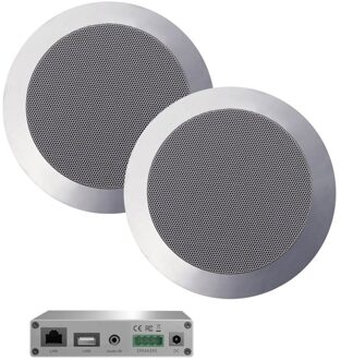 Wifi-Audio versterker Aquasound DLNA + Airplay 30 Watt Incl Twist Speakers Mat Chroom Aquasound