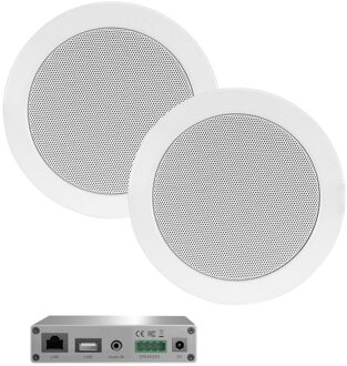 Wifi-Audio versterker Aquasound DLNA + Airplay 30 Watt Incl Twist Speakers Wit Aquasound