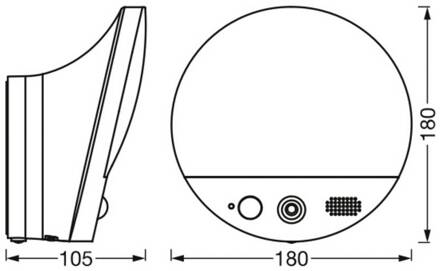 WiFi buitenwandlamp ROUND, camera, sensor, grijs donkergrijs