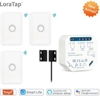 WiFi Garage Door Sensor Controller Opener with RF Switch Tuya Smart Life Smart Home Google Amazon Alexa Echo App Alert No Hub