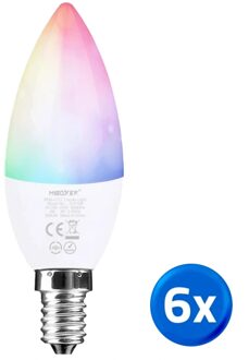 Wifi led kaarslamp RGBWW 4w e14 fitting voordeelset van 6