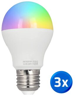 WIFI LED lamp RGBW 6W E27 fitting voordeelset van 3