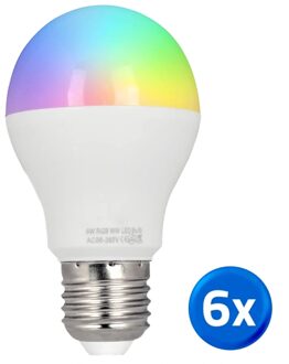 WIFI LED lamp RGBW 6W E27 fitting voordeelset van 6
