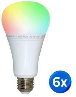 Wifi LED lamp RGBWW 12 Watt E27 fitting voordeelset van 6
