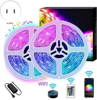 Wifi Led Strip Verlichting 5M Waterdicht 5050 Led Strip Verlichting Met 24 Toetsen Afstandsbediening Voor Kamer Halloween Kerst
