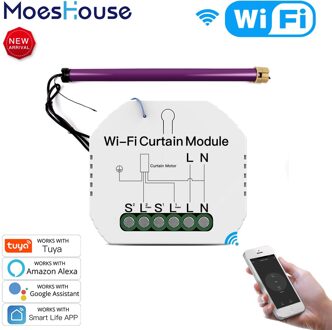 Wifi Mini Smart Gordijn Switch Module Rolgordijnen Sluiter Motor Smart Leven Tuya App Afstandsbediening Werk Met Alexa Google thuis 3 stk