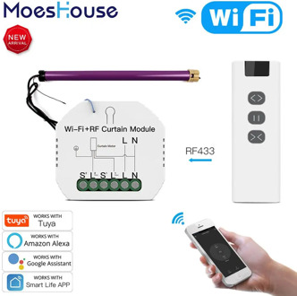 WiFi RF Smart Curtain Blinds Module Switch Roller Shutter Motor Tuya Wireless Remote Control Work with Alexa Google Home