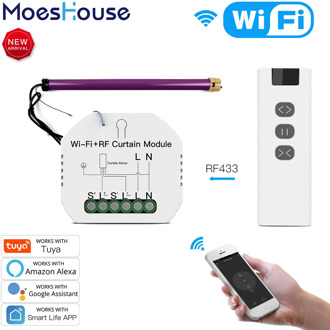 WiFi RF Smart Curtain Module Switch for Electric Roller Shutter Motor Tuya Wireless Remote Control Work with Alexa Google Home