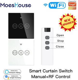 WiFi RF433 Smart Touch Curtain Roller Blinds Motor Switch Tuya Smart Life App Remote Control Works with Alexa Google Home